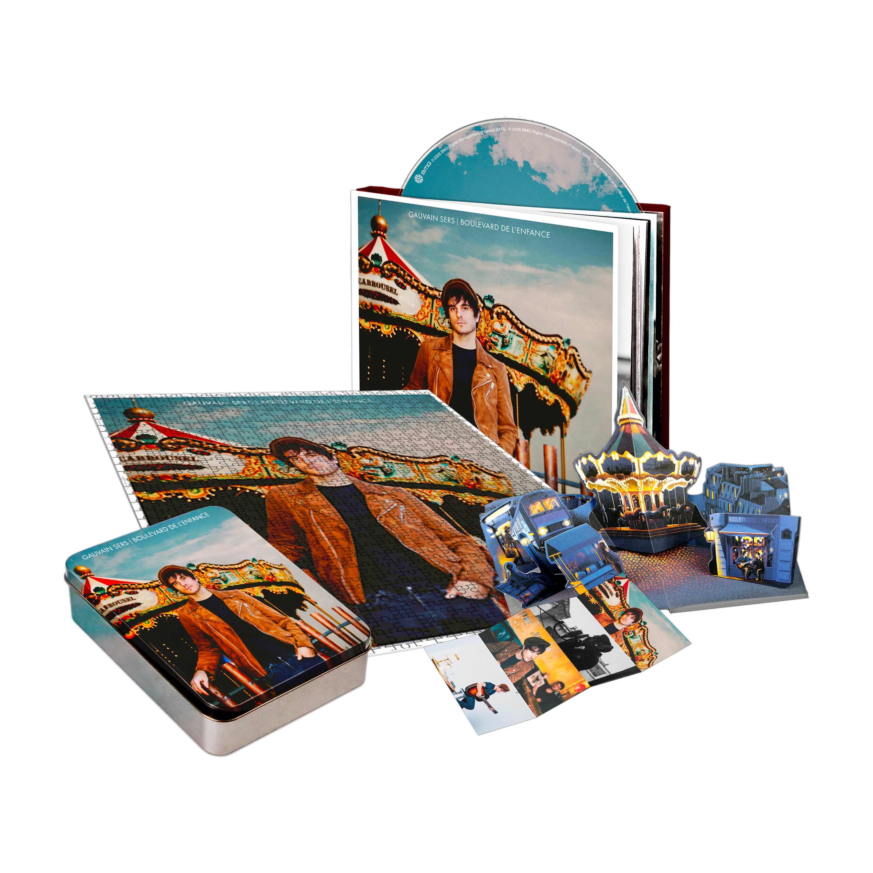CD livre pop-up + Puzzle + Boîte à souvenirs "Boulevard de l'enfance" + Dédicace