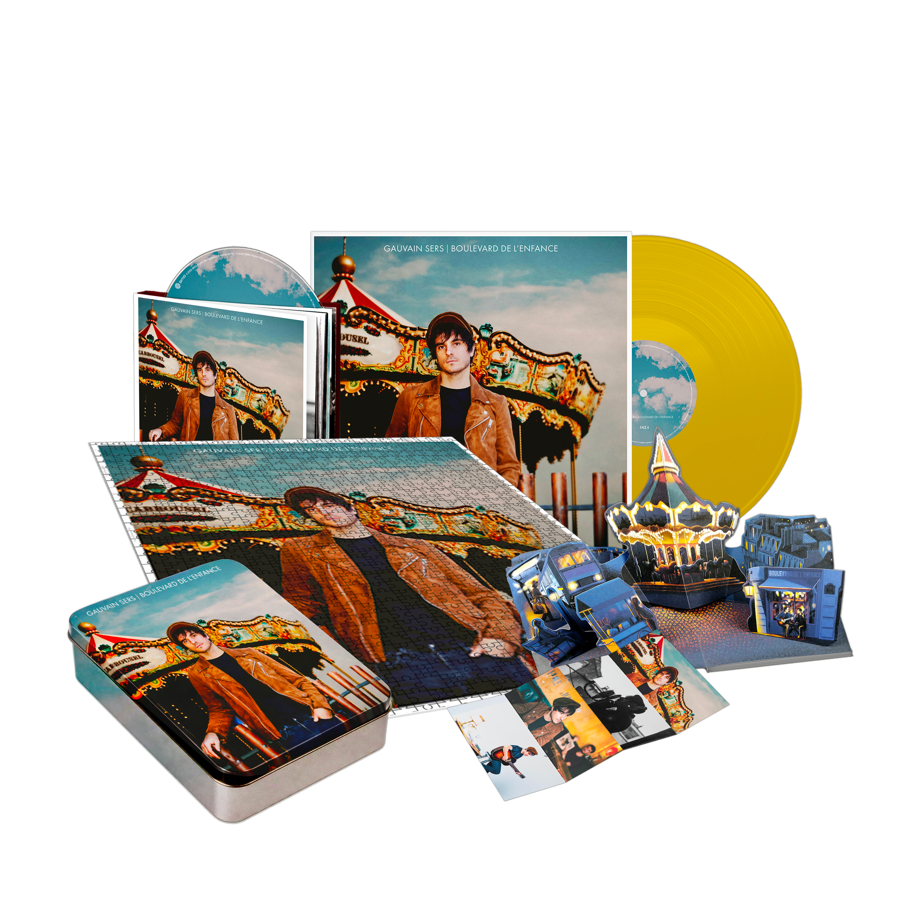 CD livre pop-up + Vinyle couleur + Puzzle + Boîte à souvenirs "Boulevard de l'enfance" + Dédicace